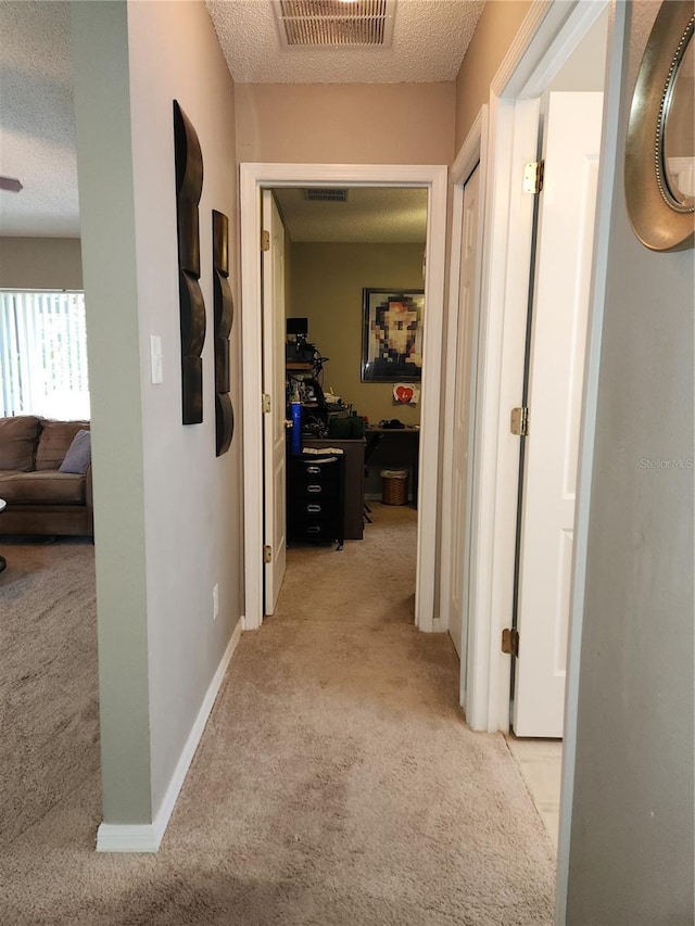 2509 Montecito Ave, Eustis, FL 32726 - hallway with light carpet and a textured ceiling