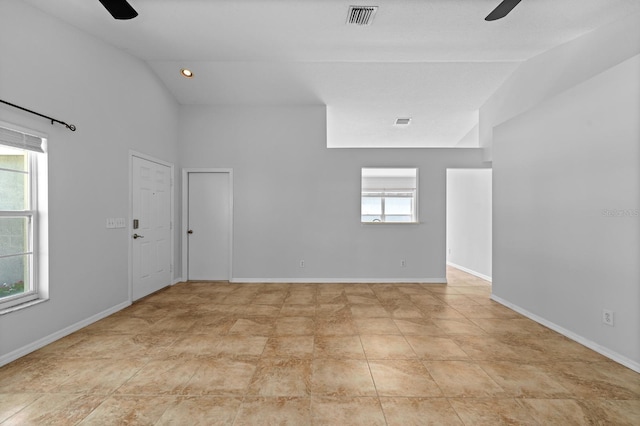 547 Summer Sails Dr, Valrico, FL 33594 - spare room featuring a ceiling fan and vaulted ceiling