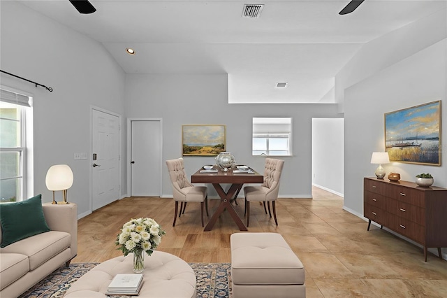 547 Summer Sails Dr, Valrico, FL 33594 - living room featuring lofted ceiling and a ceiling fan