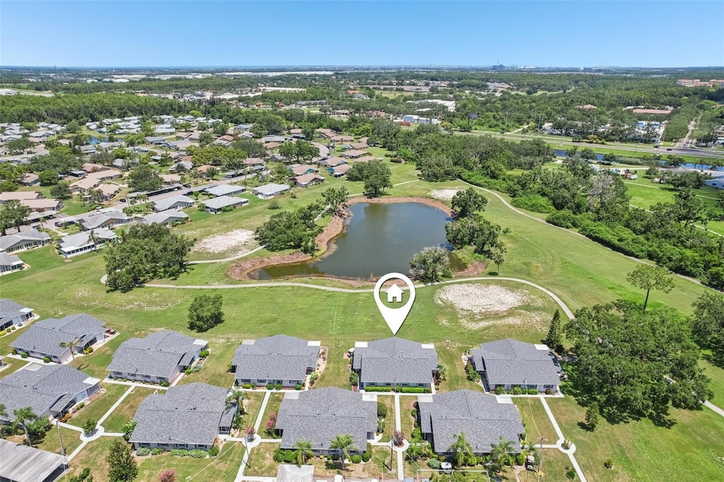 301 Canton Ct Unit 77, Sun City Center, FL 33573 - aerial view of property and surrounding area with nearby suburban area and a large body of water