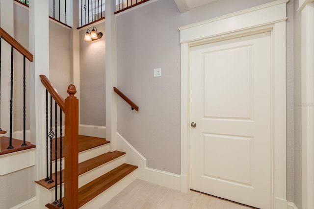 442 Midway Is, Clearwater Beach, FL 33767 - stairway with baseboards