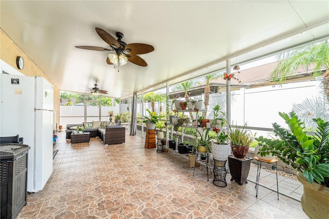 1205 Sweet Gum Dr, Brandon, FL 33511 - sunroom with outdoor lounge area and ceiling fan