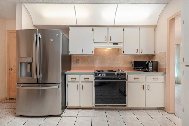 4355 Odin St, Spring Hill, FL 34608 - kitchen featuring black appliances, under cabinet range hood, light countertops, and light tile patterned floors