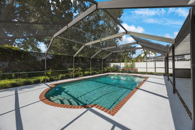 12405 Pathway Ct, Riverview, FL 33569 - view of pool featuring a patio, a fenced backyard, and a lanai