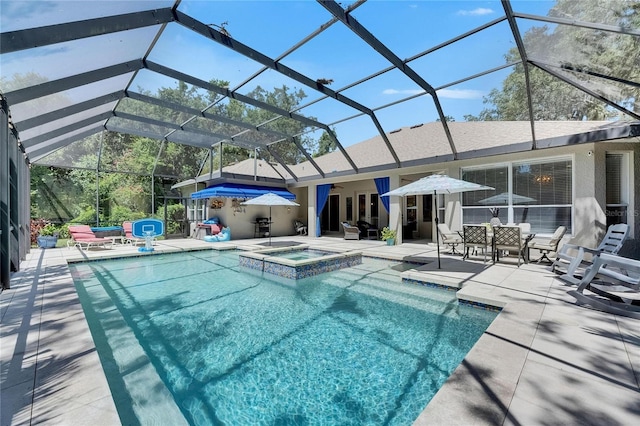 5804 Terncrest Dr, Lithia, FL 33547 - view of pool with a patio area, a pool with connected hot tub, and a lanai