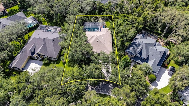 5804 Terncrest Dr, Lithia, FL 33547 - aerial perspective of suburban area featuring property boundaries highlighted