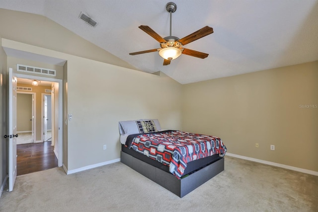 11438 Ivy Flower Loop, Riverview, FL 33578 - bedroom with carpet flooring, lofted ceiling, and a ceiling fan