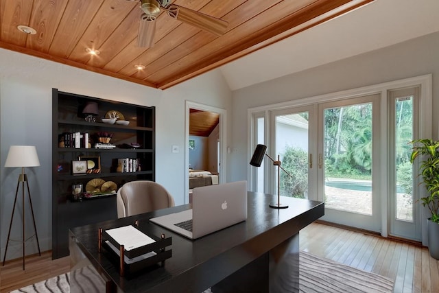 555 21st Ave NE, Saint Petersburg, FL 33704 - office with wooden ceiling, light wood-type flooring, a ceiling fan, and vaulted ceiling