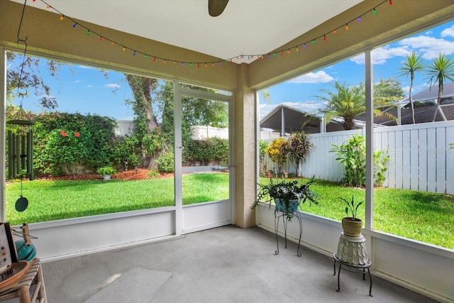 10597 Alvarado Ct, Seminole, FL 33772 - unfurnished sunroom with a ceiling fan