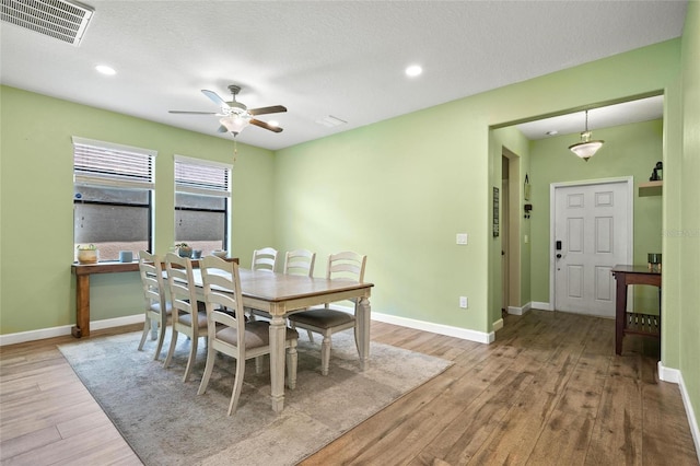 11024 Purple Martin Blvd, Riverview, FL 33579 - dining area with a ceiling fan, wood finished floors, and recessed lighting