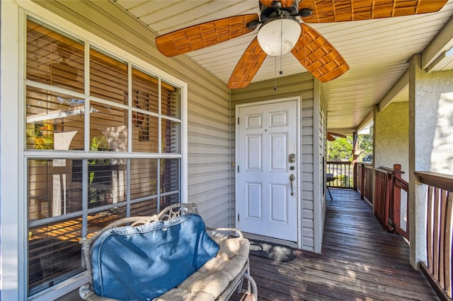 5908 Mohr Rd, Tampa, FL 33615 - entrance to property with a porch and ceiling fan