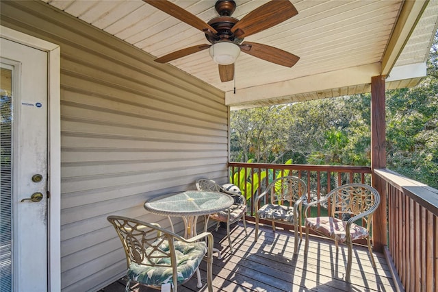 5908 Mohr Rd, Tampa, FL 33615 - wooden deck with a ceiling fan