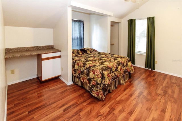 11945 Darwin Ave, New Port Richey, FL 34654 - bedroom featuring lofted ceiling and wood finished floors