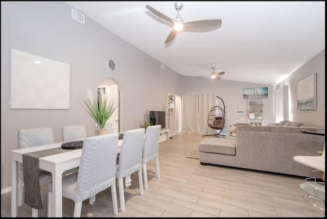 1004 Osage St, Clearwater, FL 33755 - dining room with ceiling fan and lofted ceiling