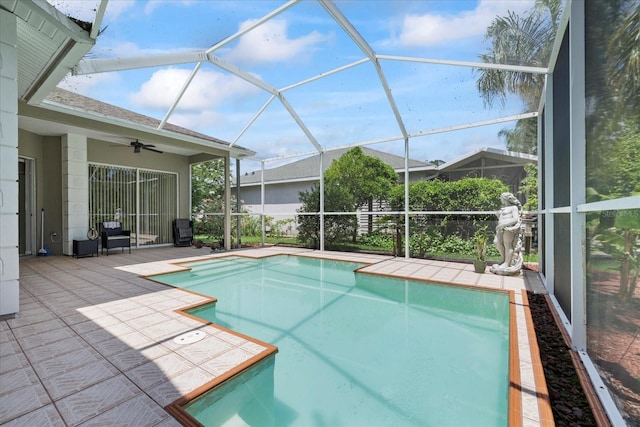 27826 Sora Blvd, Wesley Chapel, FL 33544 - swimming pool featuring ceiling fan, a patio area, and a lanai