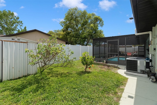 7022 Kingsway Dr, Port Richey, FL 34668 - fenced backyard featuring a storage unit and a sunroom