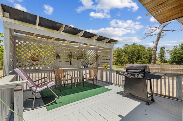 2221 W Lake Dr, Wimauma, FL 33598 - wooden terrace featuring area for grilling and a pergola
