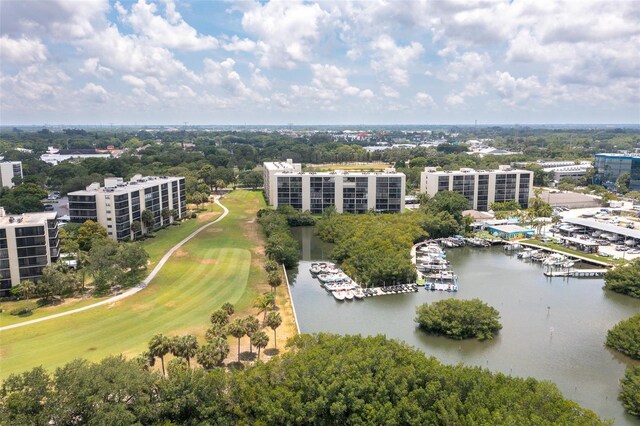 3200 Cove Cay Dr Unit 5F, Clearwater, FL 33760 - drone / aerial view of a nearby body of water and a tree filled landscape
