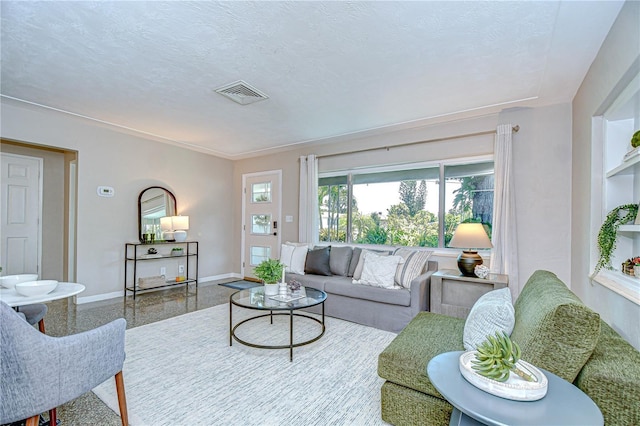 2201 Horan Way S, Gulfport, FL 33707 - living area with speckled floor and a textured ceiling
