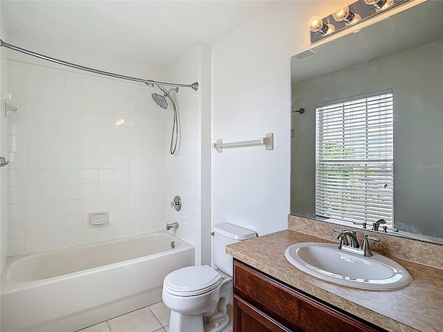 12121 Tree Haven Ave, Gibsonton, FL 33534 - bathroom featuring vanity,  shower combination, and tile patterned floors