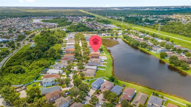 7819 Carriage Pointe Dr, Gibsonton, FL 33534 - aerial perspective of suburban area featuring a large body of water