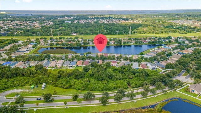 7819 Carriage Pointe Dr, Gibsonton, FL 33534 - aerial perspective of suburban area featuring a nearby body of water and a tree filled landscape