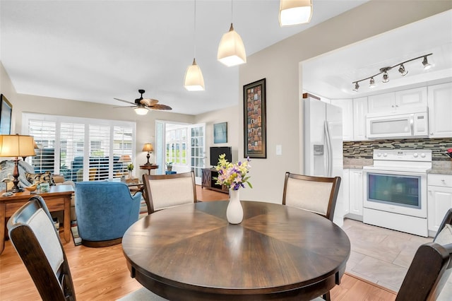 2814 Highlands Blvd Unit B, Palm Harbor, FL 34684 - dining space with a ceiling fan and light wood-style floors