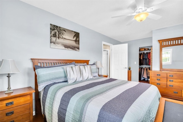 2814 Highlands Blvd Unit B, Palm Harbor, FL 34684 - bedroom with a walk in closet, ceiling fan, and a closet
