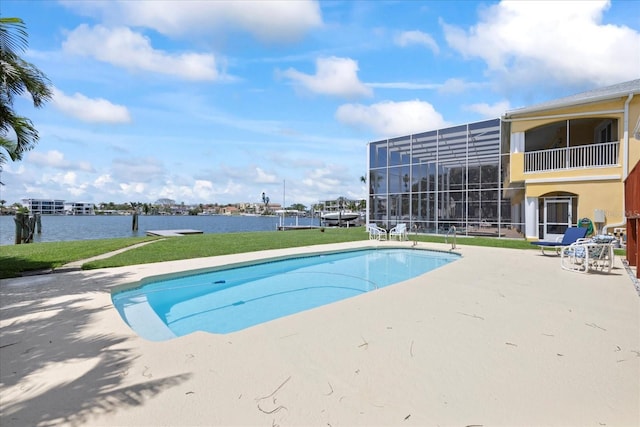 17025 Dolphin Dr, North Redington Beach, FL 33708 - outdoor pool with a water view, a yard, and a patio