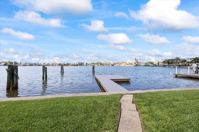 17025 Dolphin Dr, North Redington Beach, FL 33708 - dock area featuring a water view and a yard