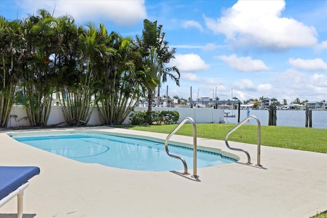 17025 Dolphin Dr, North Redington Beach, FL 33708 - view of swimming pool with a water view and a patio