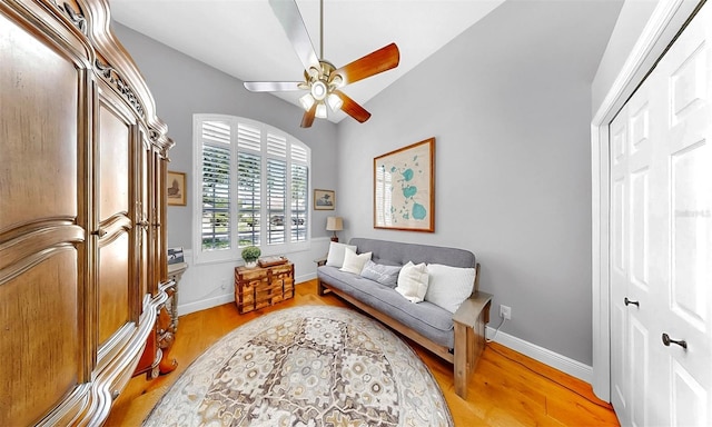 3506 Cordgrass Dr, Valrico, FL 33596 - sitting room with a ceiling fan and light wood-type flooring