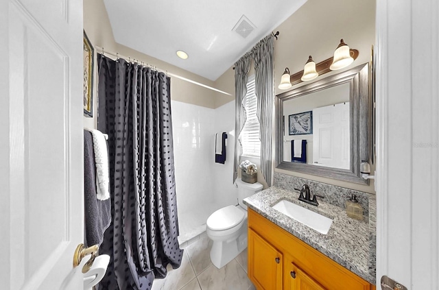 3506 Cordgrass Dr, Valrico, FL 33596 - bathroom with vanity, a shower with shower curtain, and tile patterned flooring