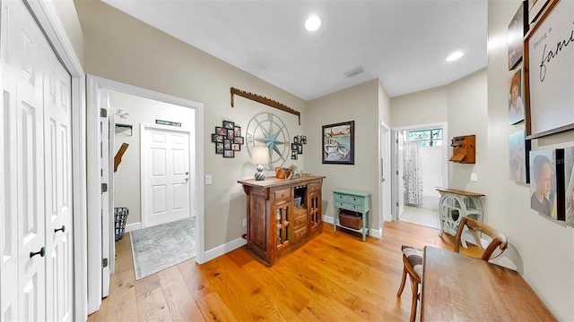 3506 Cordgrass Dr, Valrico, FL 33596 - entryway with light wood-style flooring and recessed lighting