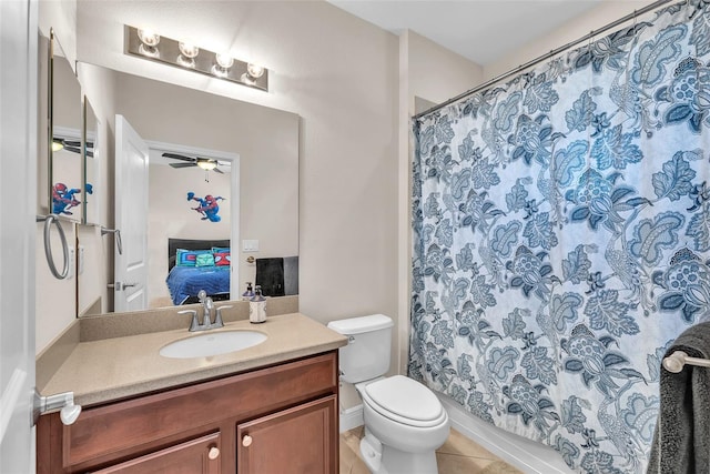 6207 Bleeker St, Riverview, FL 33578 - full bath with ensuite bathroom, vanity, tile patterned flooring, and ceiling fan