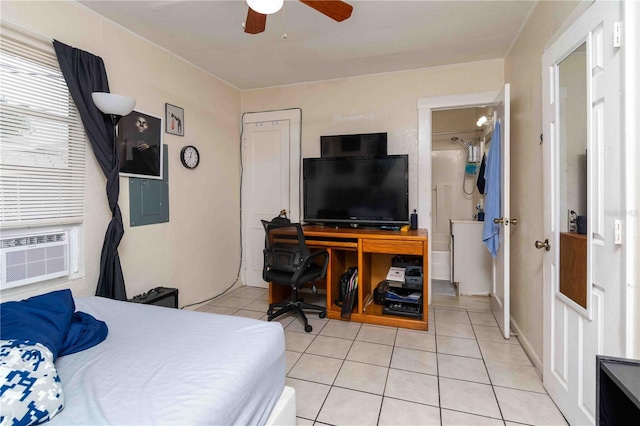 1144AND1142 7th St NW, Largo, FL 33770 - bedroom featuring light tile patterned floors, a ceiling fan, and cooling unit