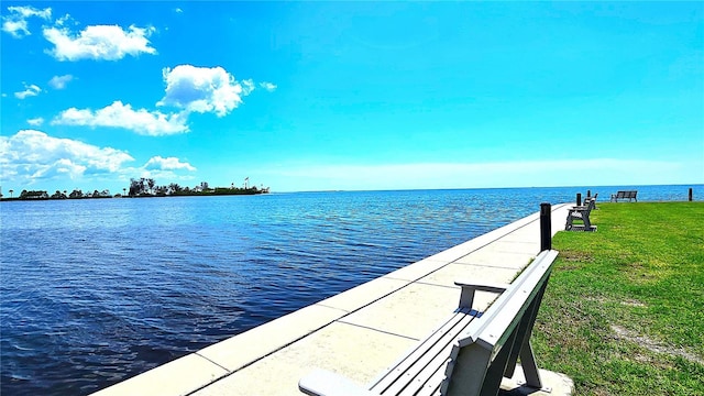 13 Windrush Bay Dr, Tarpon Springs, FL 34689 - dock area with a water view and a yard