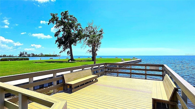13 Windrush Bay Dr, Tarpon Springs, FL 34689 - dock area with a water view and a yard