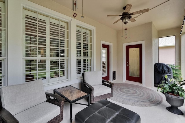 8704 Winsome Way, Land O Lakes, FL 34637 - view of patio with ceiling fan and grilling area