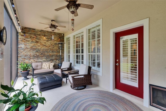 8704 Winsome Way, Land O Lakes, FL 34637 - view of patio / terrace featuring ceiling fan and an outdoor living space