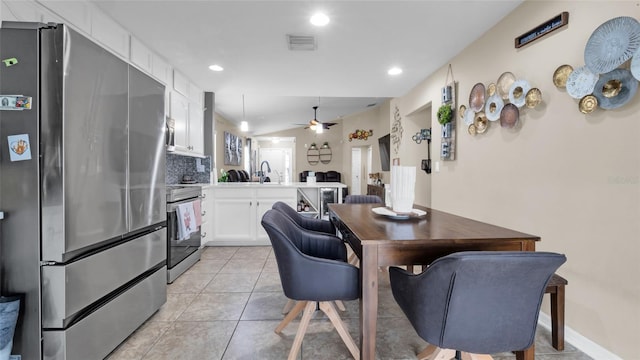 7120 Forest Mere Dr, Riverview, FL 33578 - dining space with recessed lighting, a ceiling fan, and light tile patterned floors