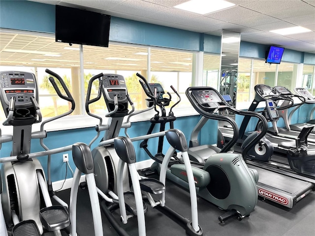 880 Mandalay Ave Unit N311, Clearwater Beach, FL 33767 - gym featuring healthy amount of natural light and a paneled ceiling