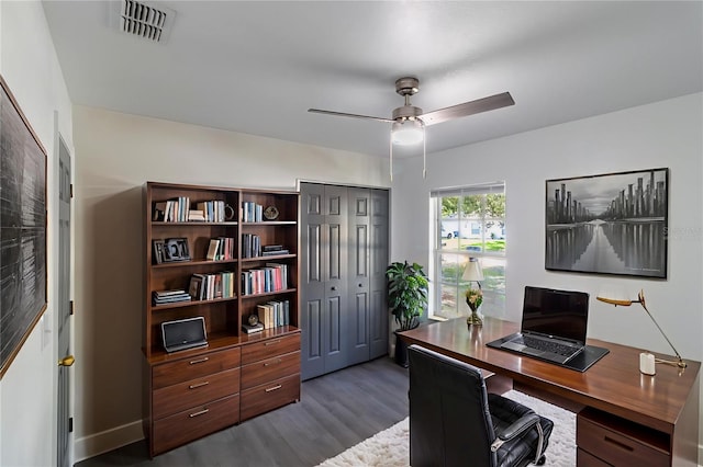 22716 Penny Loop, Land O Lakes, FL 34639 - office space featuring dark wood-style floors and ceiling fan