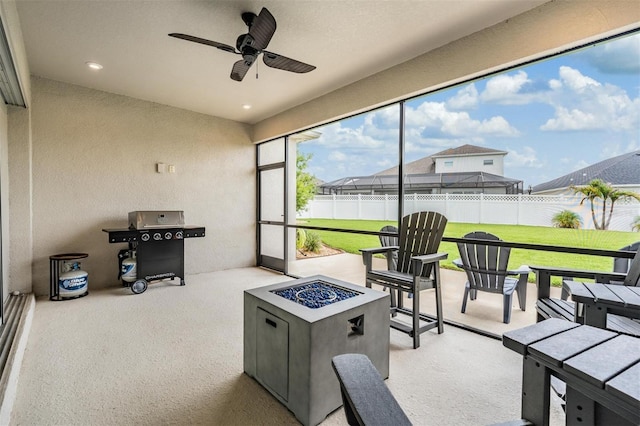 6879 Talamore Dr, Wesley Chapel, FL 33545 - sunroom featuring a residential view