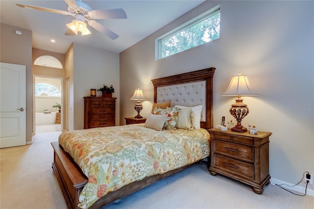 1827 Foxboro Ct, Oldsmar, FL 34677 - bedroom featuring light colored carpet, multiple windows, and ceiling fan