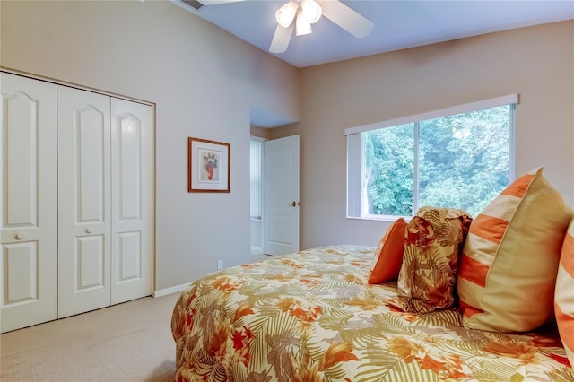 1827 Foxboro Ct, Oldsmar, FL 34677 - bedroom with carpet flooring, a closet, and a ceiling fan