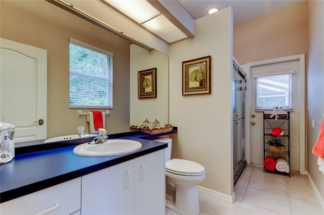 1827 Foxboro Ct, Oldsmar, FL 34677 - full bathroom with vanity, tile patterned floors, and a shower stall