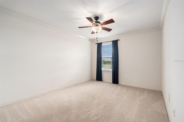 19209 Long Lake Ranch Blvd, Lutz, FL 33558 - empty room with ornamental molding, light colored carpet, and ceiling fan