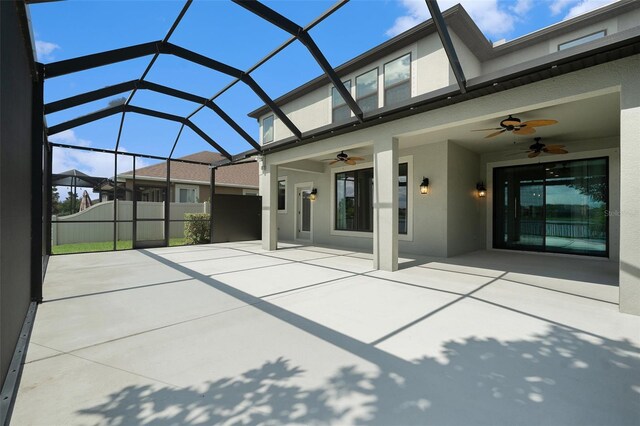 19209 Long Lake Ranch Blvd, Lutz, FL 33558 - unfurnished sunroom featuring a ceiling fan