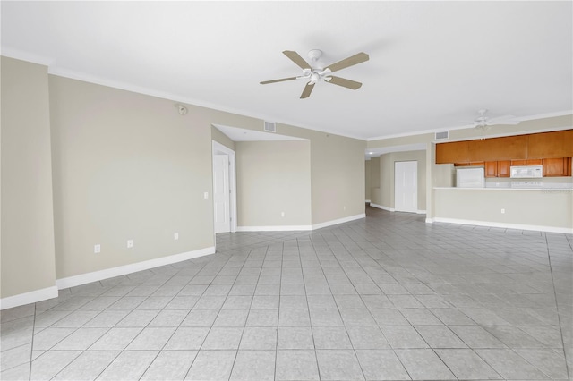 423 150th Ave Unit 1501, Madeira Beach, FL 33708 - unfurnished living room featuring ceiling fan and ornamental molding